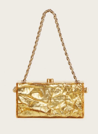 gold crushed metal shoulder bag