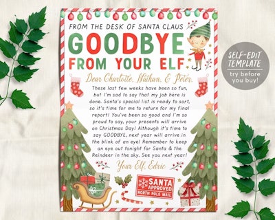 elf on the shelf goodbye letter from puffpaperco on etsy