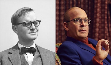 Truman Capote and the actor who will play him in Feud, Tom Hollander