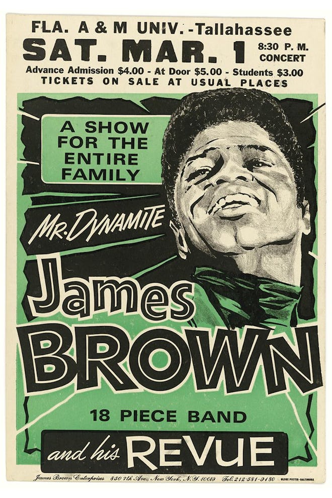 Poster advertising a James Brown concert at Florida A&M University, 1969 at the The National Museum ...