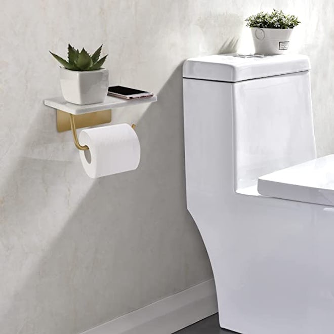 Nodafuer Toilet Paper Holder with Natural Marble Shelf