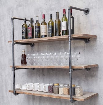 BIXIRAO Industrial Wall Mounted Iron Floating Pipe Shelves