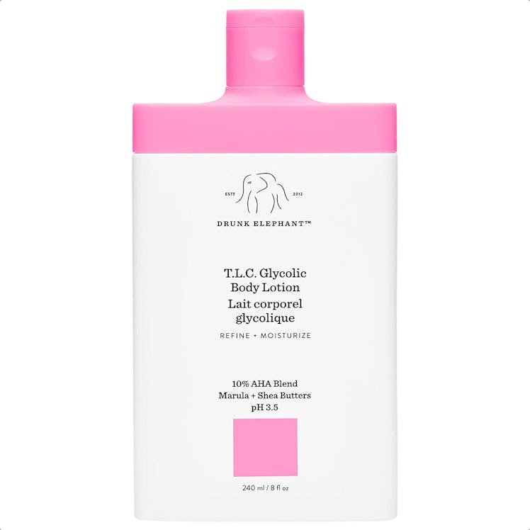 drunk elephant tlc glycolic body lotion is the best drunk elephant body moisturizer product for acne