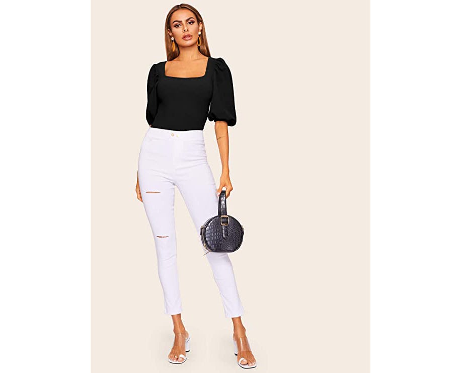 Romwe Casual Puff Sleeve Top