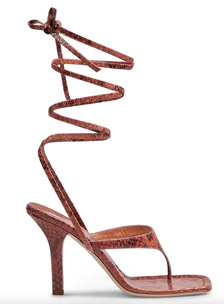 Paris Texas Iris Snake-Embossed Leather Lace-Up Sandals