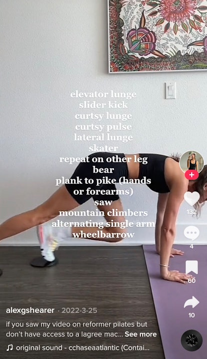 A TikTok does mountain climbers, which is part of Rihanna's workout routine. 