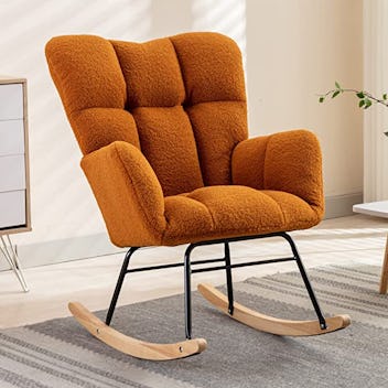 NIOIIKIT Teddy Upholstered Nursery Rocking Chair