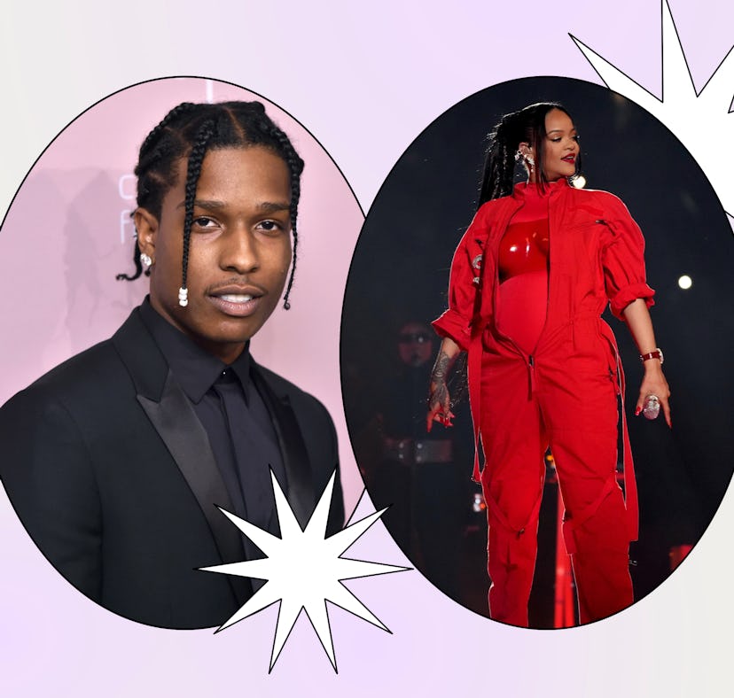 ASAP Rocky and RIhanna photo collage after 2023 Super Bowl performance
