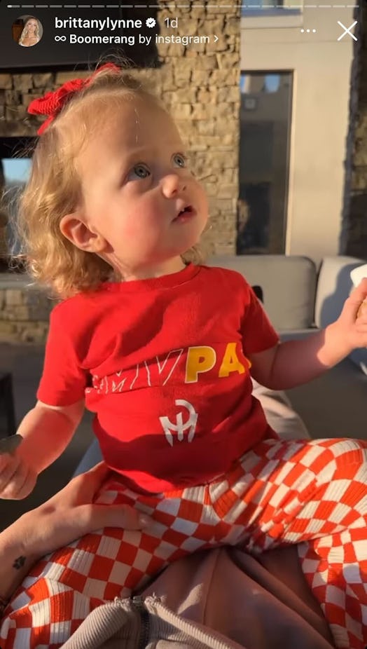 Brittany Mahomes shares photos of her daughter Sterling supporting her did Patrick at the Super Bowl...