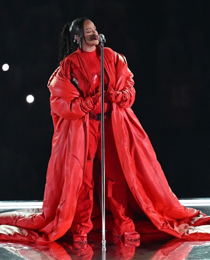 Rihanna performs during the halftime show of Super Bowl LVII 