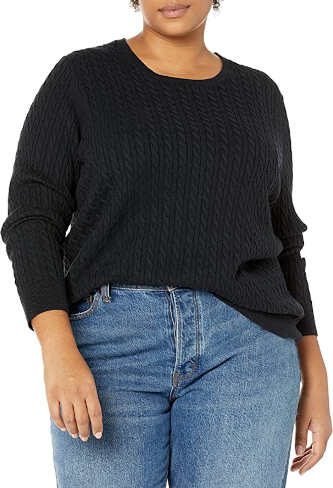 Amazon Essentials Long-Sleeve Cable Crewneck Sweater