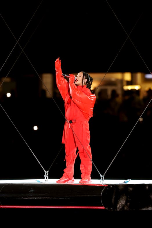 Rihanna performs onstage during the Apple Music Super Bowl LVII Halftime Show 