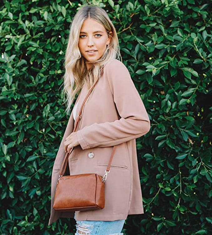 FashionPuzzle Triple Zip Small Crossbody Bag