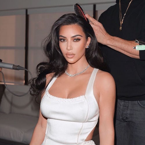 Kim Kardashian getting bangs styled