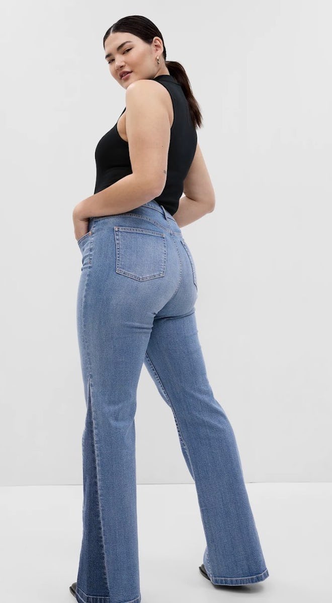 High Rise Patched '70s Jeans with Washwell