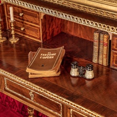 The 'Phantom of the Opera' on the writing desk in the 'Phantom of the Opera' Airbnb in Paris. 