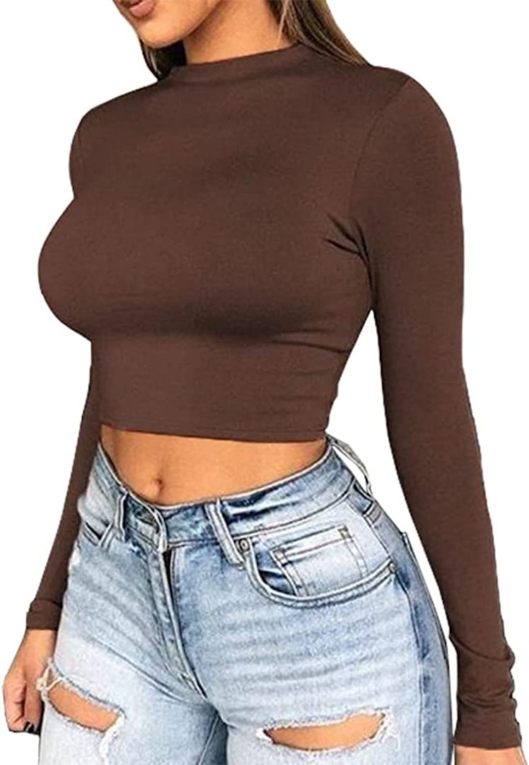 Artfish Slim Fitted Fleece Lined Crop Top  