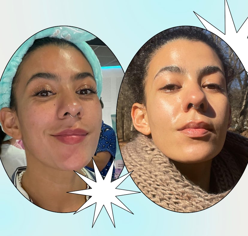 A writer wearing Benefit Cosmetics' Pore Care collection, before and after.