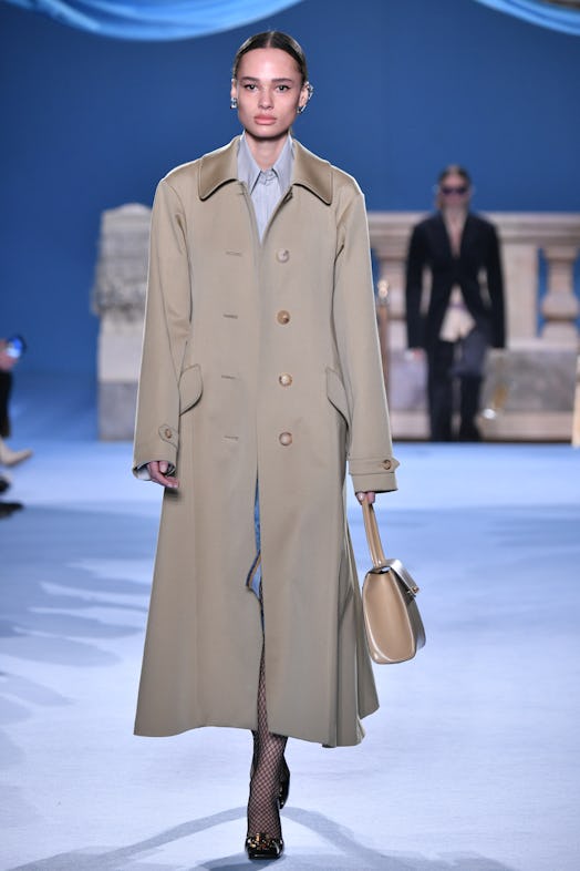 Model on the runway at Tory Burch Fall 2023 Ready To Wear Fashion Show on February 13, 2023 in New Y...