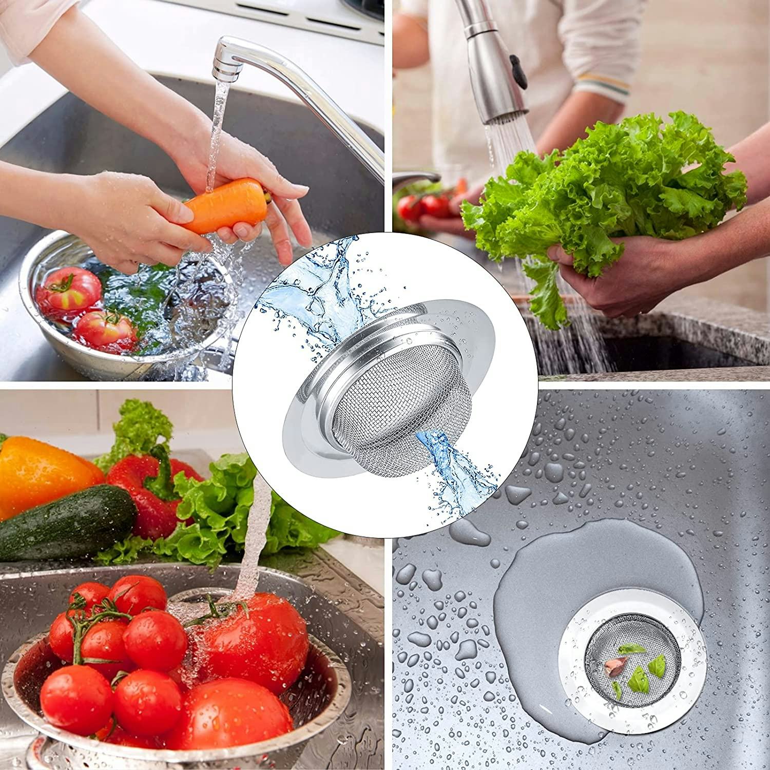 SOSUO Stainless Steel Mesh Kitchen Sink Strainer (2-Pack)