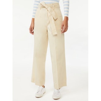 High Rise Belted Wide Leg Trouser