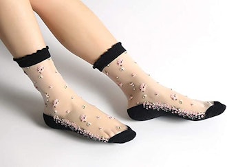 Floosum Transparent Ultra Thin Lace Fishnet Socks (4 Pairs)