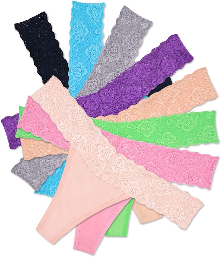 Sunm Boutique Cotton Lace Thongs (8 Pack)