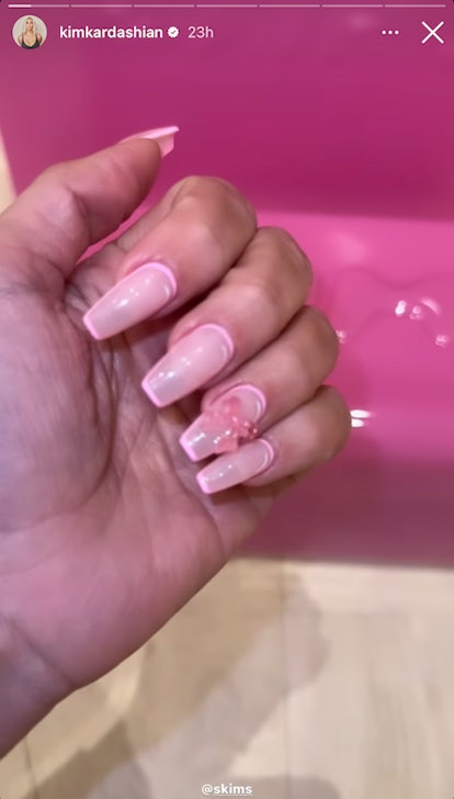 Kim Kardashian got adorable matching pink nails with her daughters North and Chicago West in time fo...
