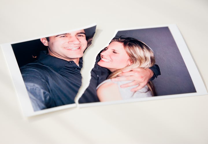 Photo of man and woman ripped in half