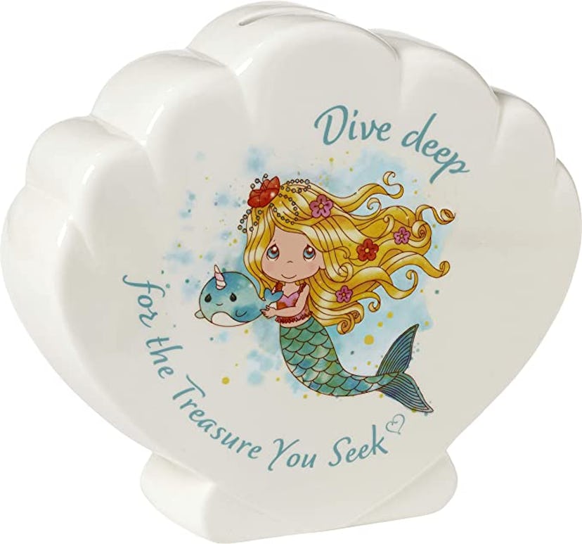 Precious Moments Mermaid Shell Piggy Bank