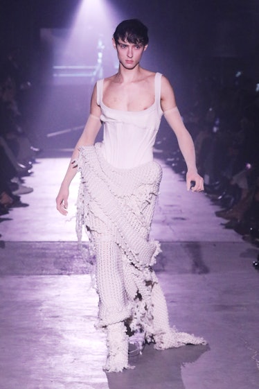 A model walks the runway at the Elena Velez show during New York Fashion Week 2023 on February 13, 2...
