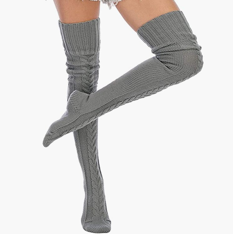 Leoparts Cable Knitted Thigh High Socks