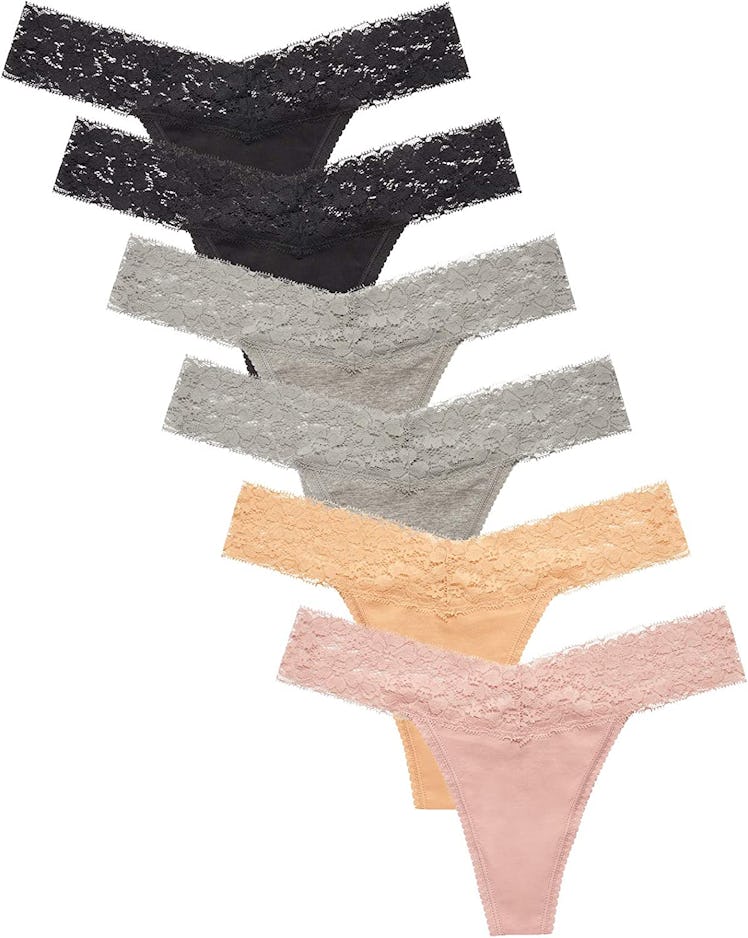 CULAYII Cotton Lace Thong Underwear (6-Pack)