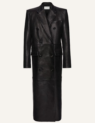 Long Leather Tailored Coat