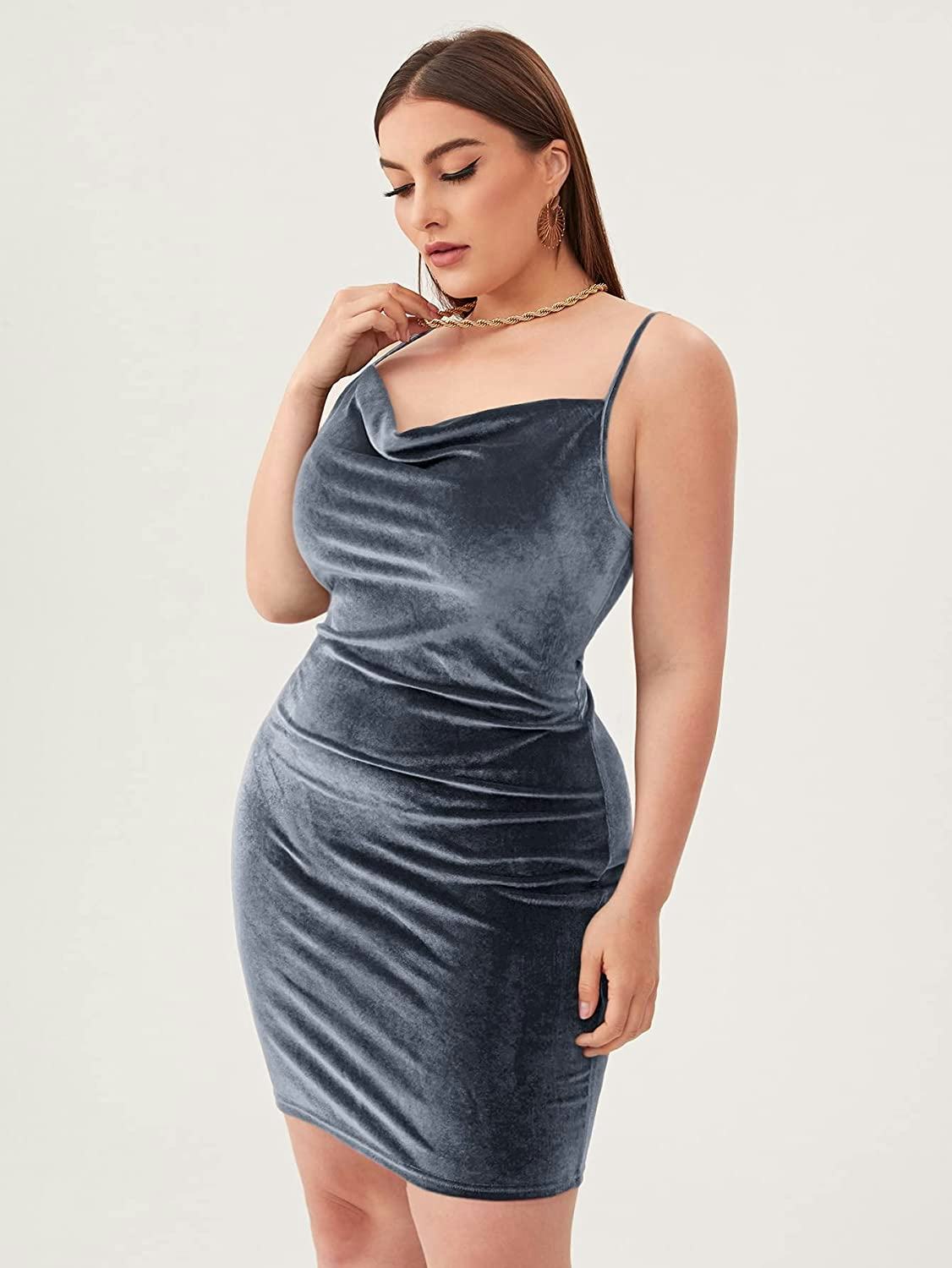 SOLY HUX Velvet Spaghetti Strap Dress