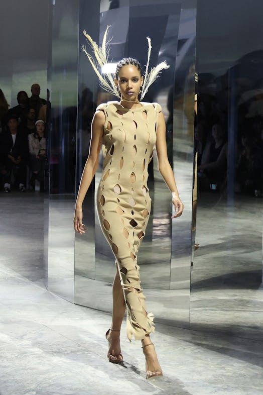 A model walks the runway as Laur closes New York Fashion Week at Faurschou Foundation on February 15...