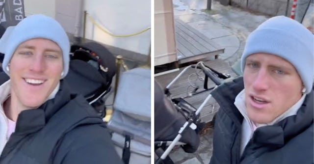 A video has gone viral of a crowd of unattended baby carriers in Norway, sitting in the cold.