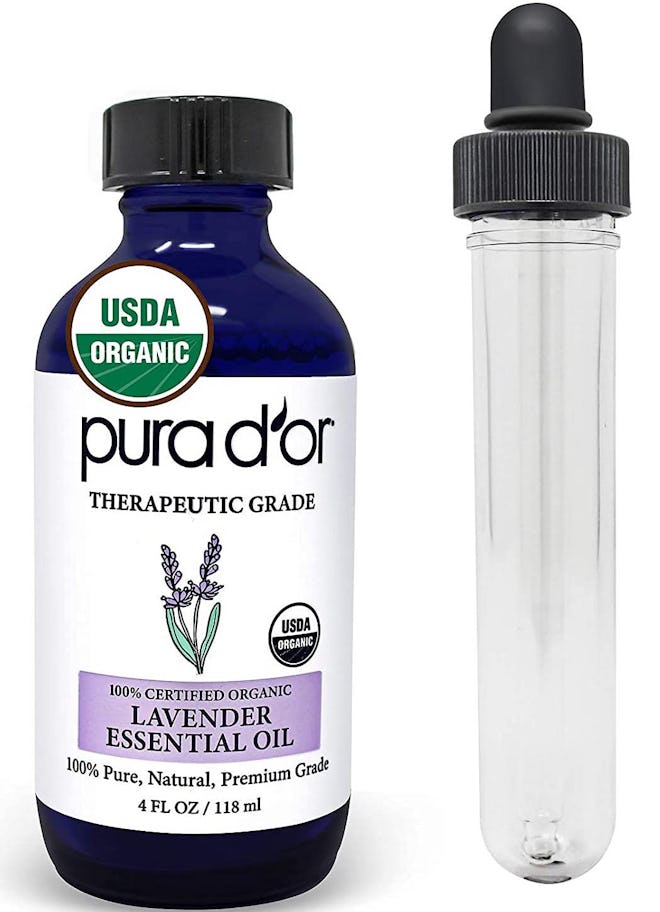 This calming lavender essential oil for dryer balls comes in a big bottle.