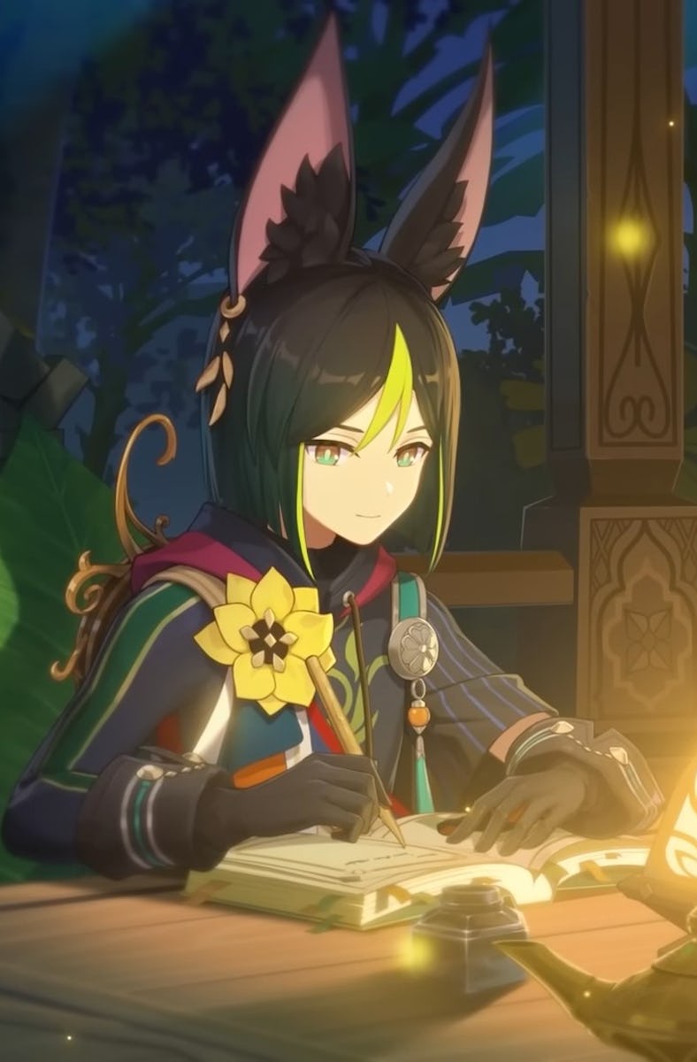 Tighnari writing in book on desk