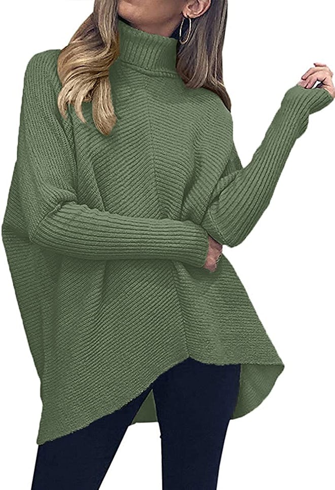 ANRABESS Asymmetric Turtleneck Sweater