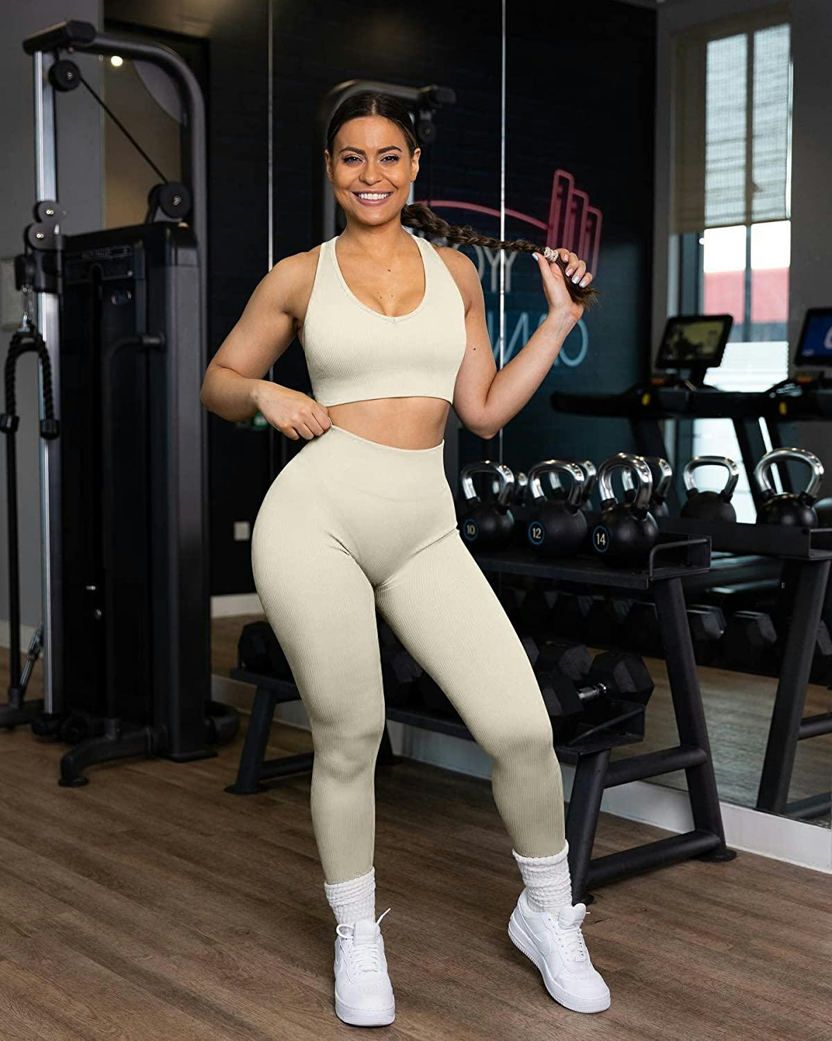 OQQ Ribbed 3-Piece Workout Set