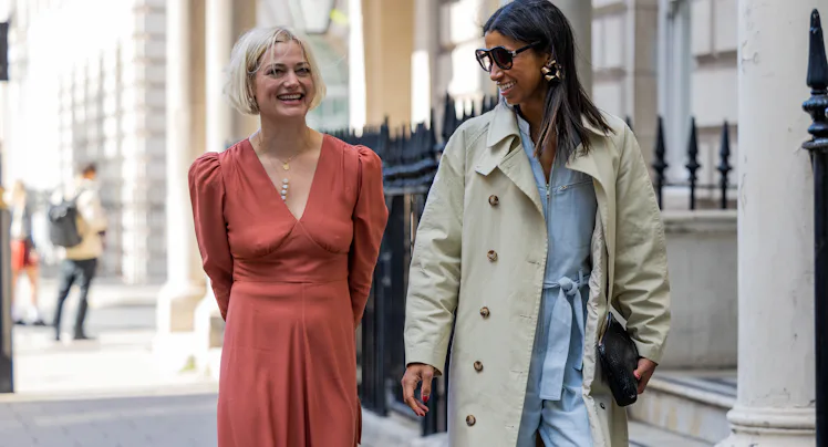 Guests outside Paul & Joe during London Fashion Week September 2022 on September 17, 2022 in London,...