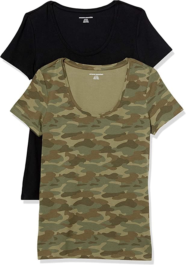 Amazon Essentials Classic-Fit Short-Sleeve Scoop Neck T-Shirt, Pack of 2