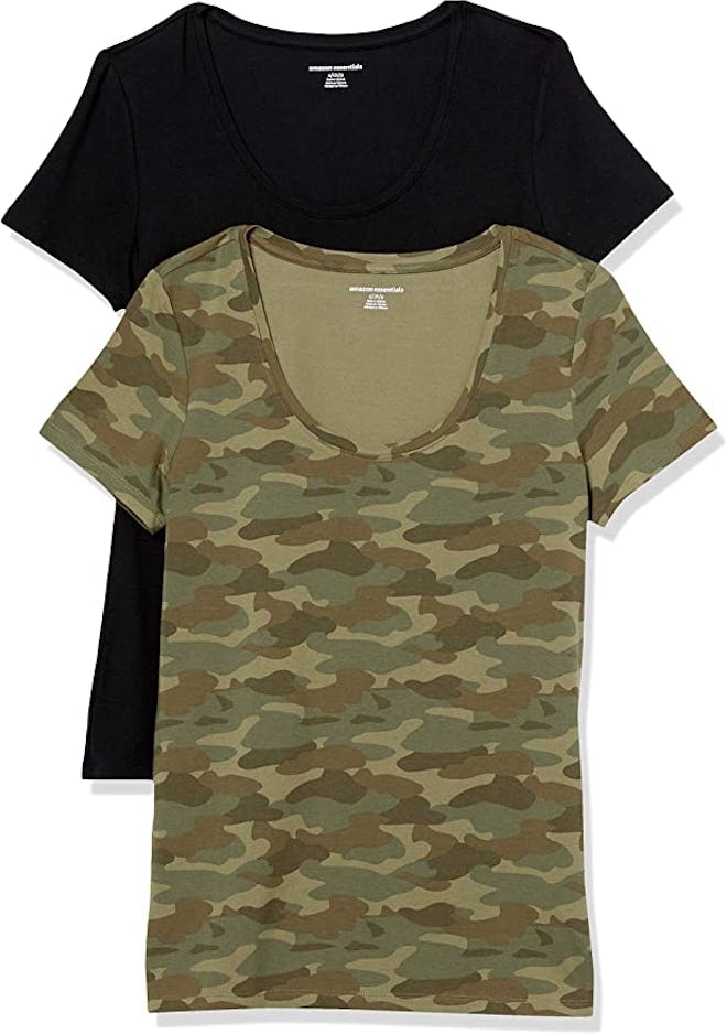 Amazon Essentials Classic-Fit Short-Sleeve Scoop Neck T-Shirt, Pack of 2