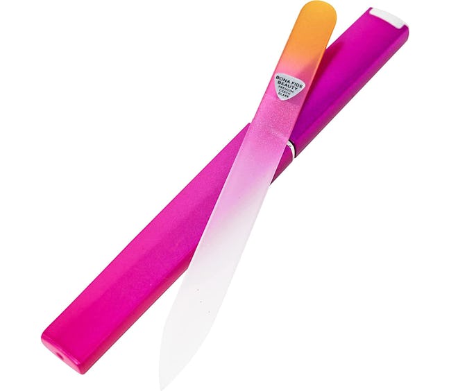 Bona Fide Beauty glass nail file is the best nail file for strengthening nails