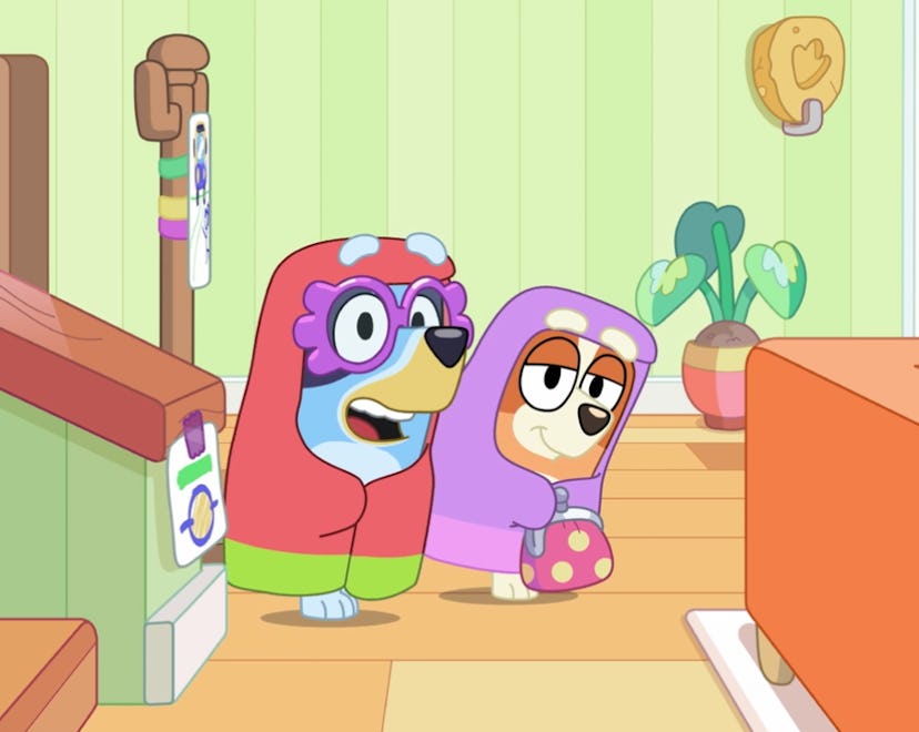 Bluey and Bingo as Janet and Rita, the grannies on 'Bluey.'