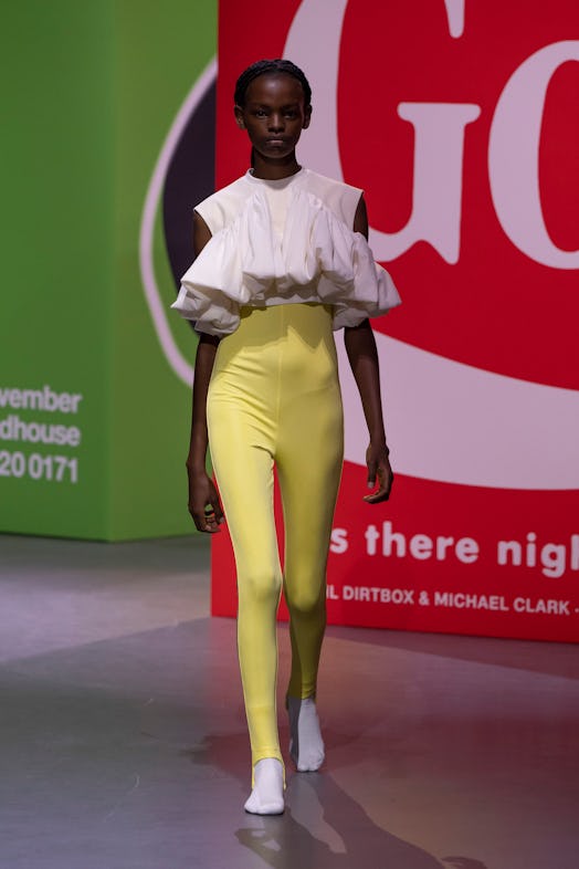 A model walks the runway during the JW Anderson Ready to Wear Fall/Winter 2023-2024 fashion show as ...