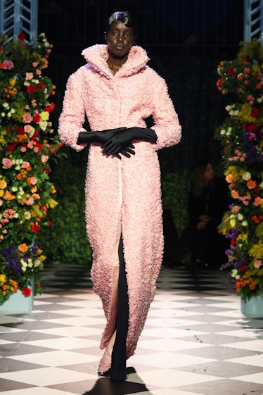  A model walks the runway at the Richard Quinn show during London Fashion Week February 2023 on Febr...