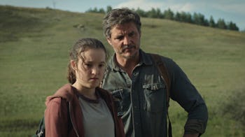 Bella Ramsey as Ellie and Pedro Pascal as Joel in The Last of Us Episode 3