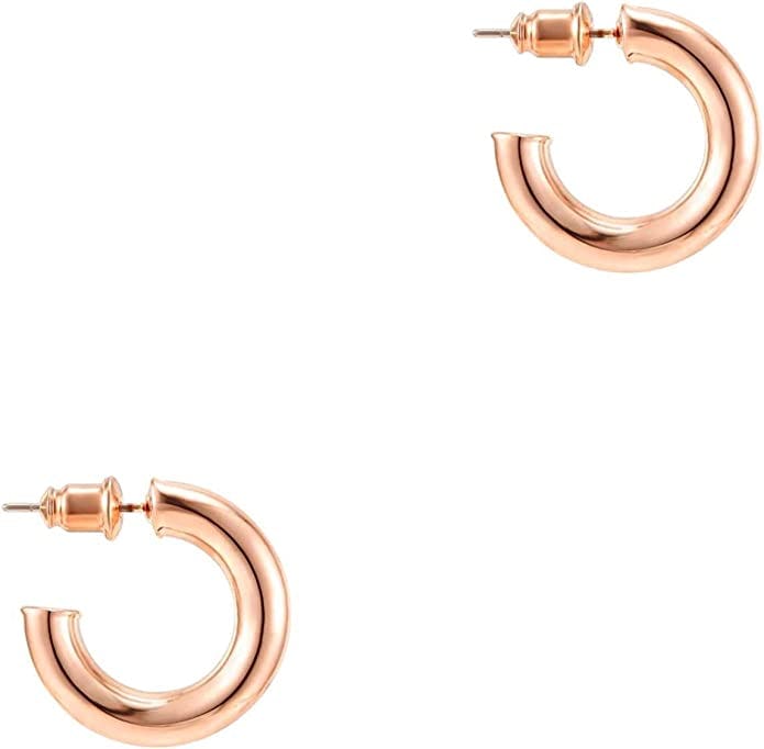 PAVOI 14K Gold Colored Lightweight Chunky Open Hoops